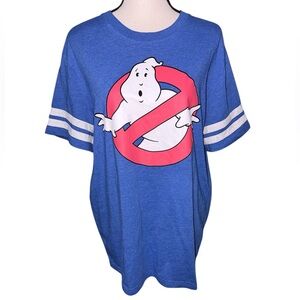 Ghostbuster Mad Engine Halloween Blue Short Sleeve Graphic Tee Size Large